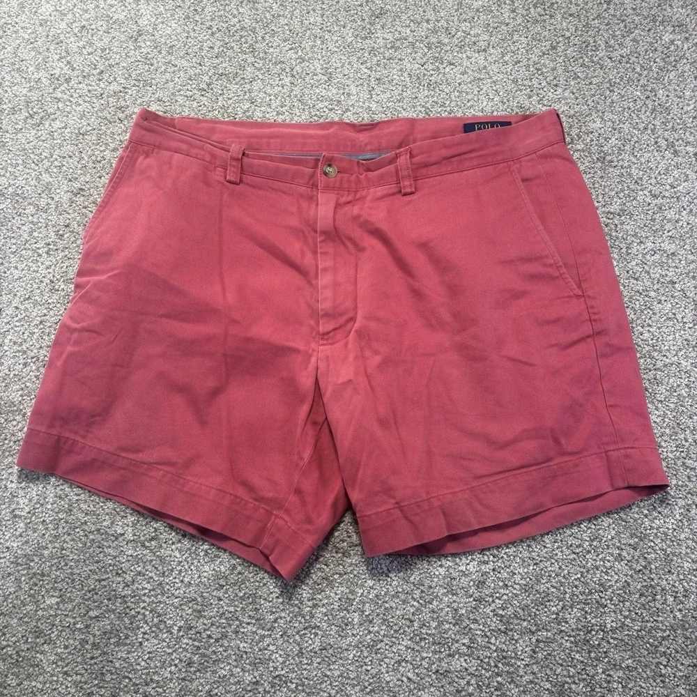 Polo Ralph Lauren Shorts Mens 35 Red Classic Fit Chino Casual Summer 6 Inseam